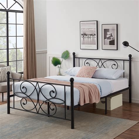 metal bed frame with headboard and footboard brackets|attachable headboard to metal frame.